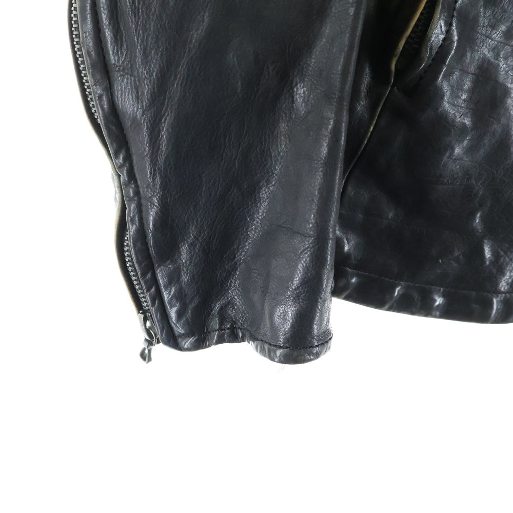 ATTACHMENT(アタッチメント) カウレザー ダブルライダースジャケット ブラック