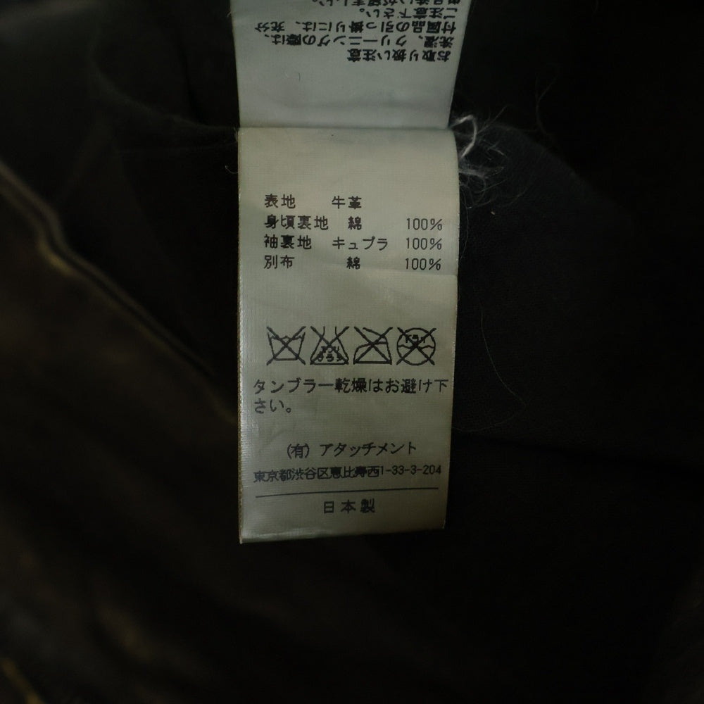 ATTACHMENT(アタッチメント) カウレザー ダブルライダースジャケット ブラック