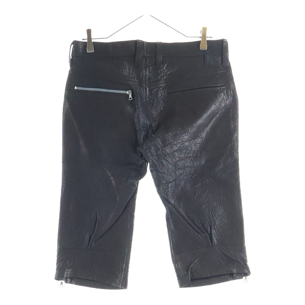 ISAMU KATAYAMA BACKLASH(イサムカタヤマバックラッシュ) シープレザー サイドジップ レザーハーフパンツ ショーツ ブラック 製品染め