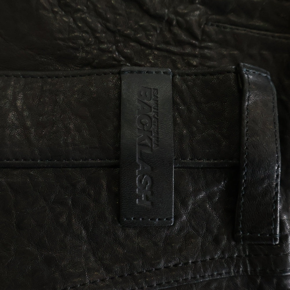 ISAMU KATAYAMA BACKLASH(イサムカタヤマバックラッシュ) シープレザー サイドジップ レザーハーフパンツ ショーツ ブラック 製品染め