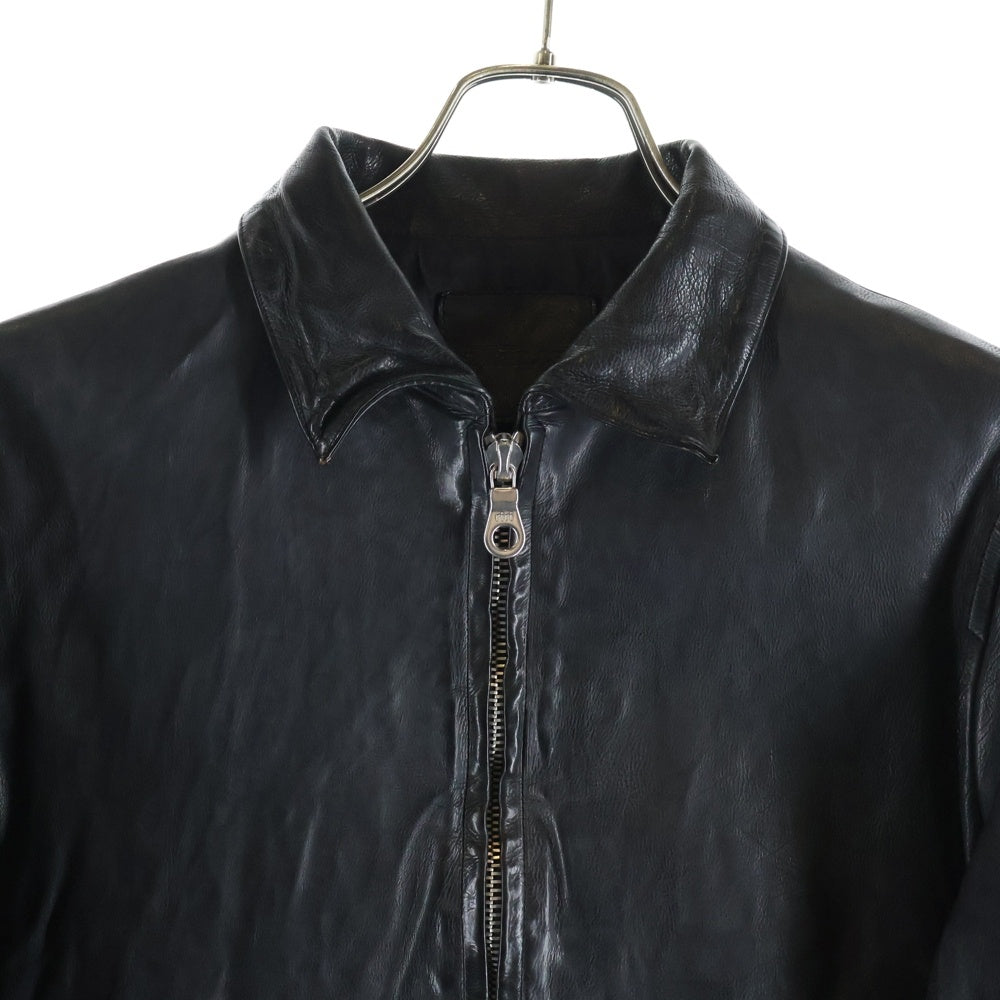 ISAMU KATAYAMA BACKLASH(イサムカタヤマバックラッシュ) カウレザー スナップボタン ミリタリーレザージャケット ブラック 製品染め