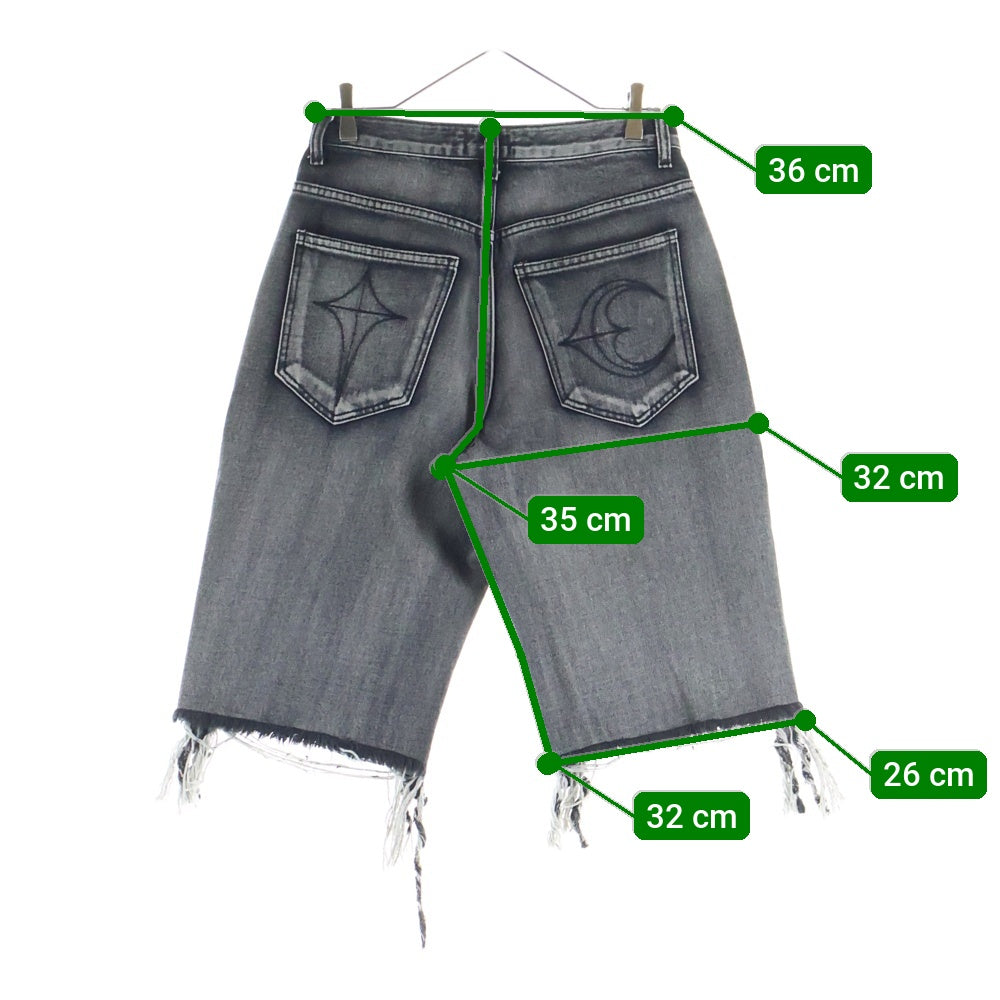 THUG CLUB(サグクラブ) DOUBLE KNEE DAMAGE SHORTSダブルニー ダメージ加工デニムハーフパンツ ショーツ ブラック