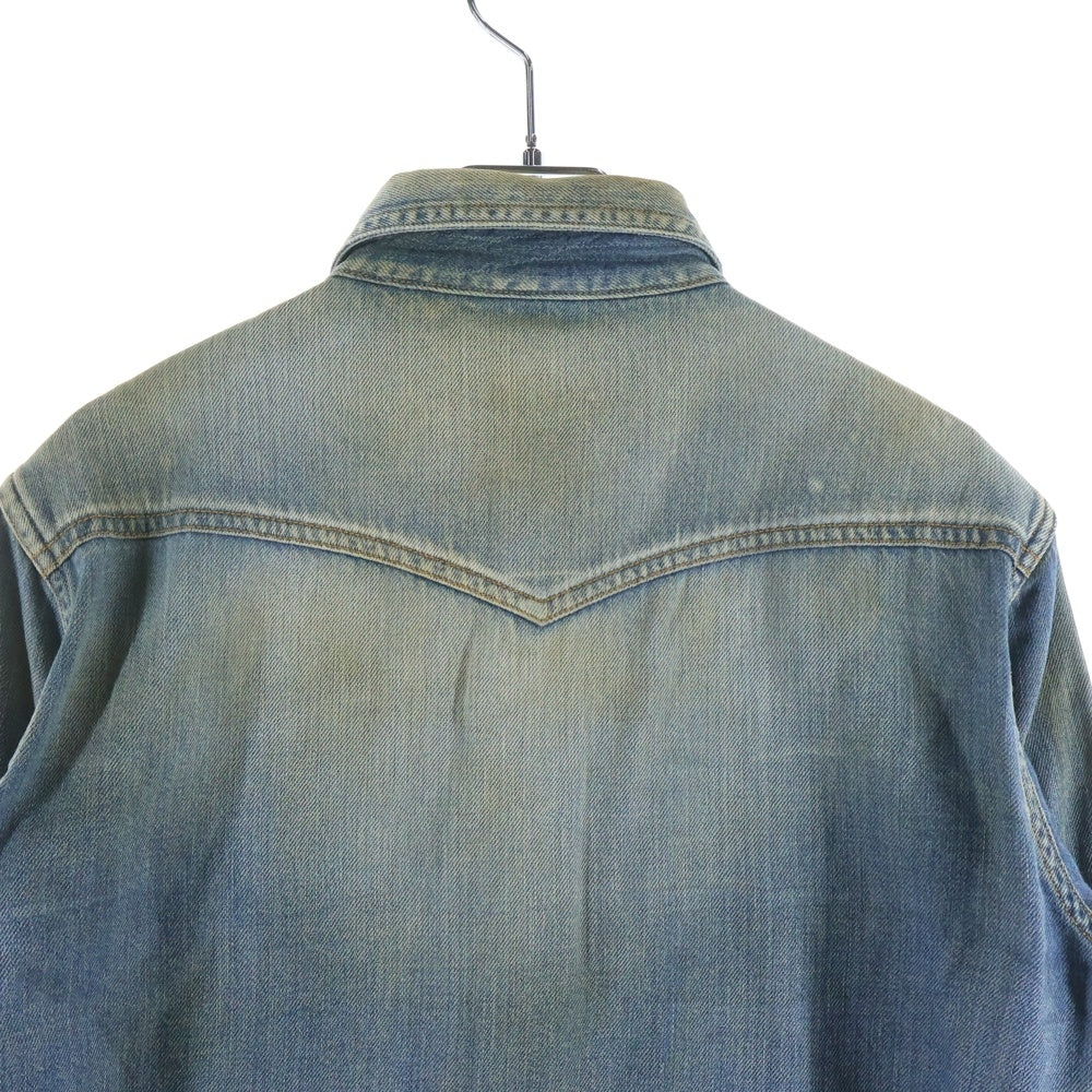 BACK BONE(バックボーン) ダメージ加工 デニムウエスタン長袖シャツ インディゴ