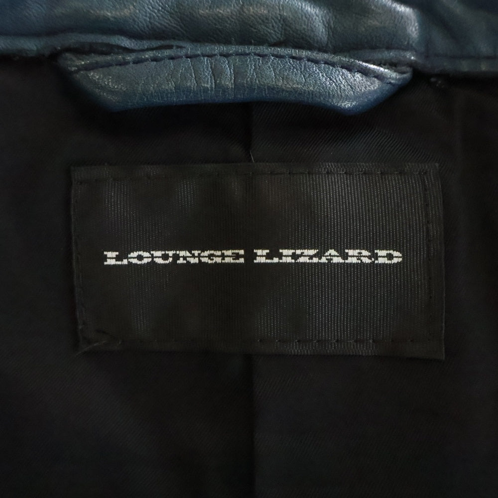 LOUNGE LIZARD(ラウンジリザード) ラムレザー ジップアップ ダブルライダースジャケット ブルー