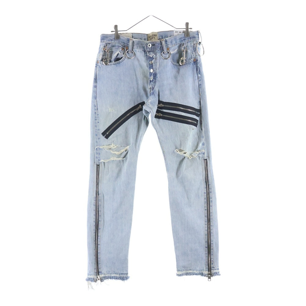 GALLERY DEPT.(ギャラリーデプト) Weapon World 5001 ダメージ加工 ジップ キーリング付きデニムパンツ インディゴ