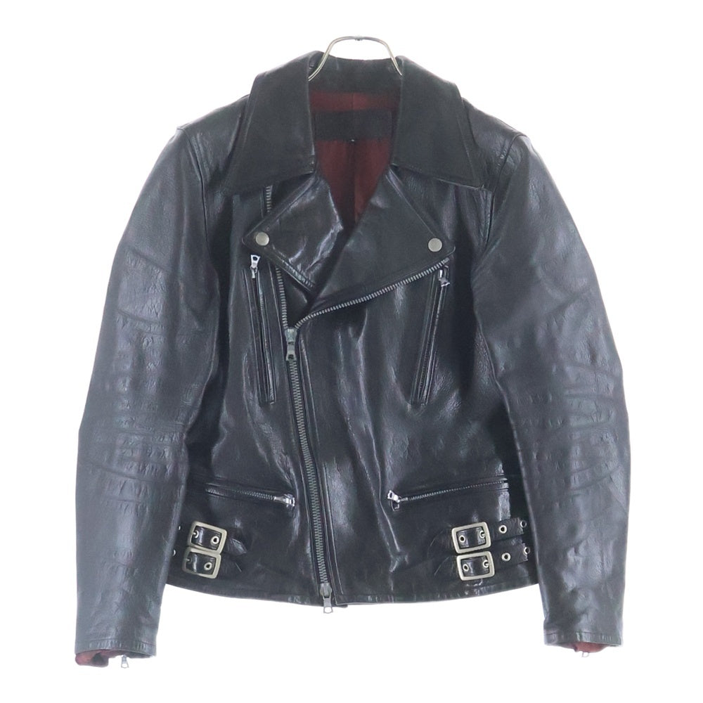 ISAMU KATAYAMA BACKLASH(イサムカタヤマバックラッシュ) ROLLS バッククロス刺繍 ゴートスキン ダブルライダースレザージャケット ブラック