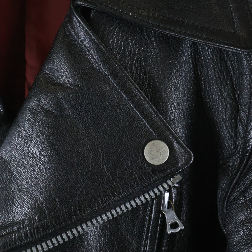 ISAMU KATAYAMA BACKLASH(イサムカタヤマバックラッシュ) ROLLS バッククロス刺繍 ゴートスキン ダブルライダースレザージャケット ブラック