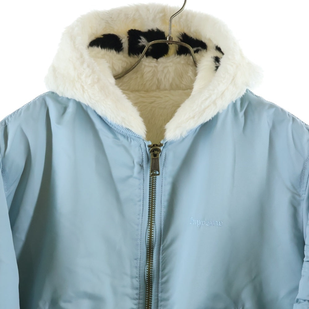 SUPREME(シュプリーム) 22AW Faux Fur Reversible MA-1 リバーシブル フード付きブルゾン ジャケット ブルー