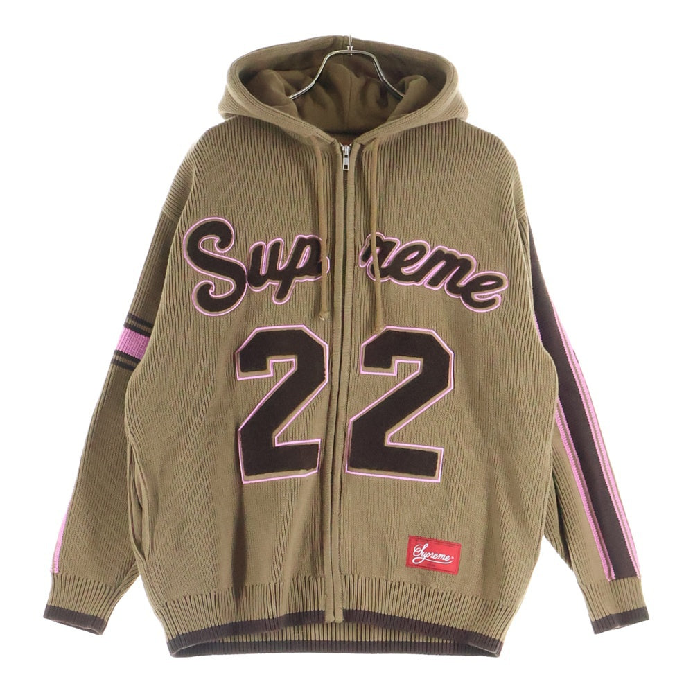 SUPREME(シュプリーム) 22SS Sport Zip Up Hooded Sweater ジップアップ セーター パーカー ブラウン/ピンク