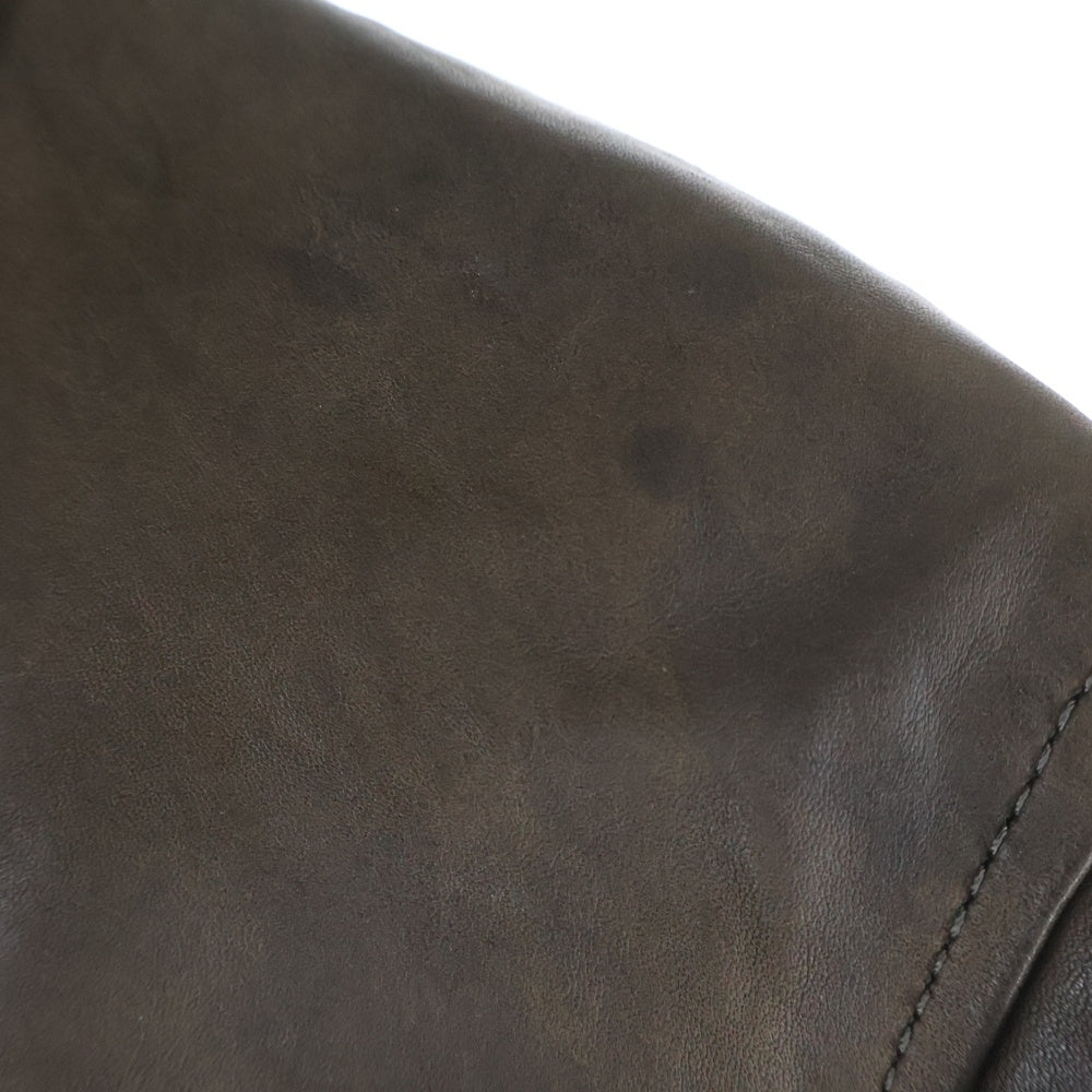 ISAMU KATAYAMA BACKLASH(イサムカタヤマバックラッシュ) カウレザー シングルライダースジャケット 製品染め ブラウン