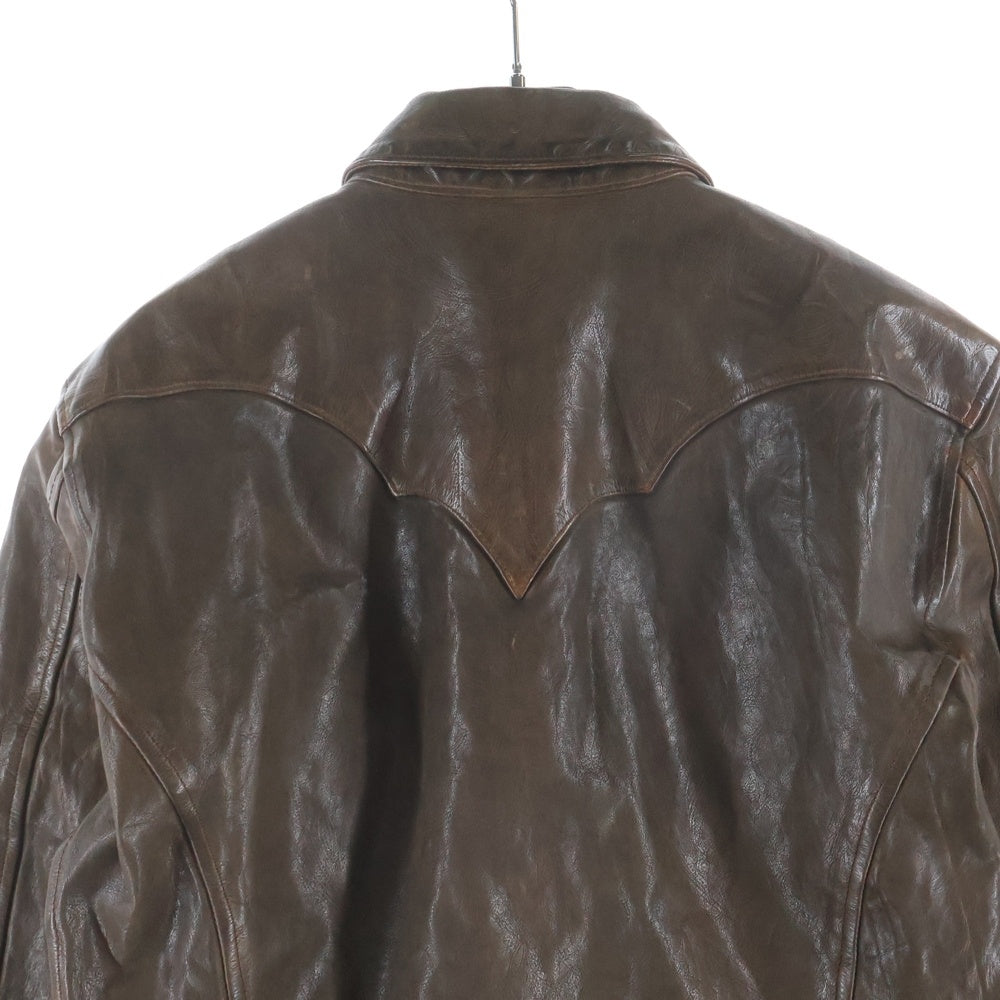 ISAMU KATAYAMA BACKLASH(イサムカタヤマバックラッシュ) ペイズリー総柄 カウレザーシャツジャケット ブラウン