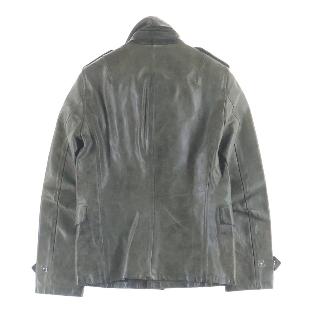 ISAMU KATAYAMA BACKLASH(イサムカタヤマバックラッシュ) カウレザー ミリタリーレザージャケット グレー