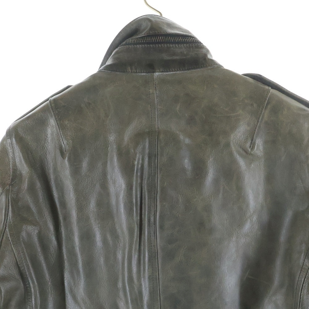 ISAMU KATAYAMA BACKLASH(イサムカタヤマバックラッシュ) カウレザー ミリタリーレザージャケット グレー