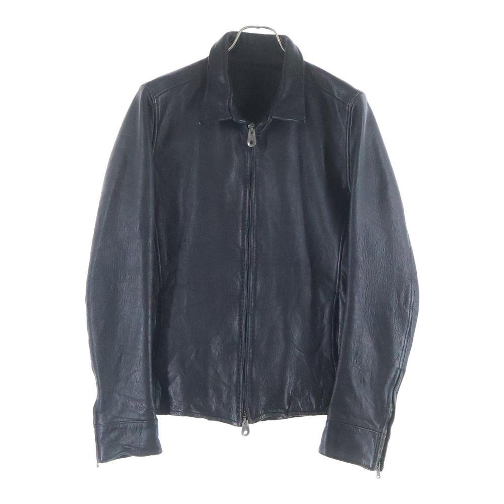 jun hashimoto(ジュンハシモト) カウレザー ジップアップレザートラッカージャケット ブラック