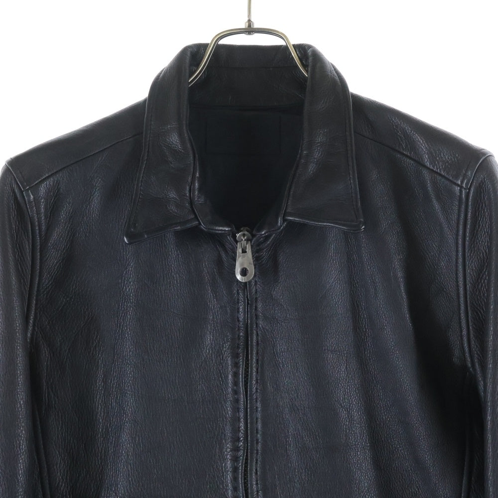 jun hashimoto(ジュンハシモト) カウレザー ジップアップレザートラッカージャケット ブラック