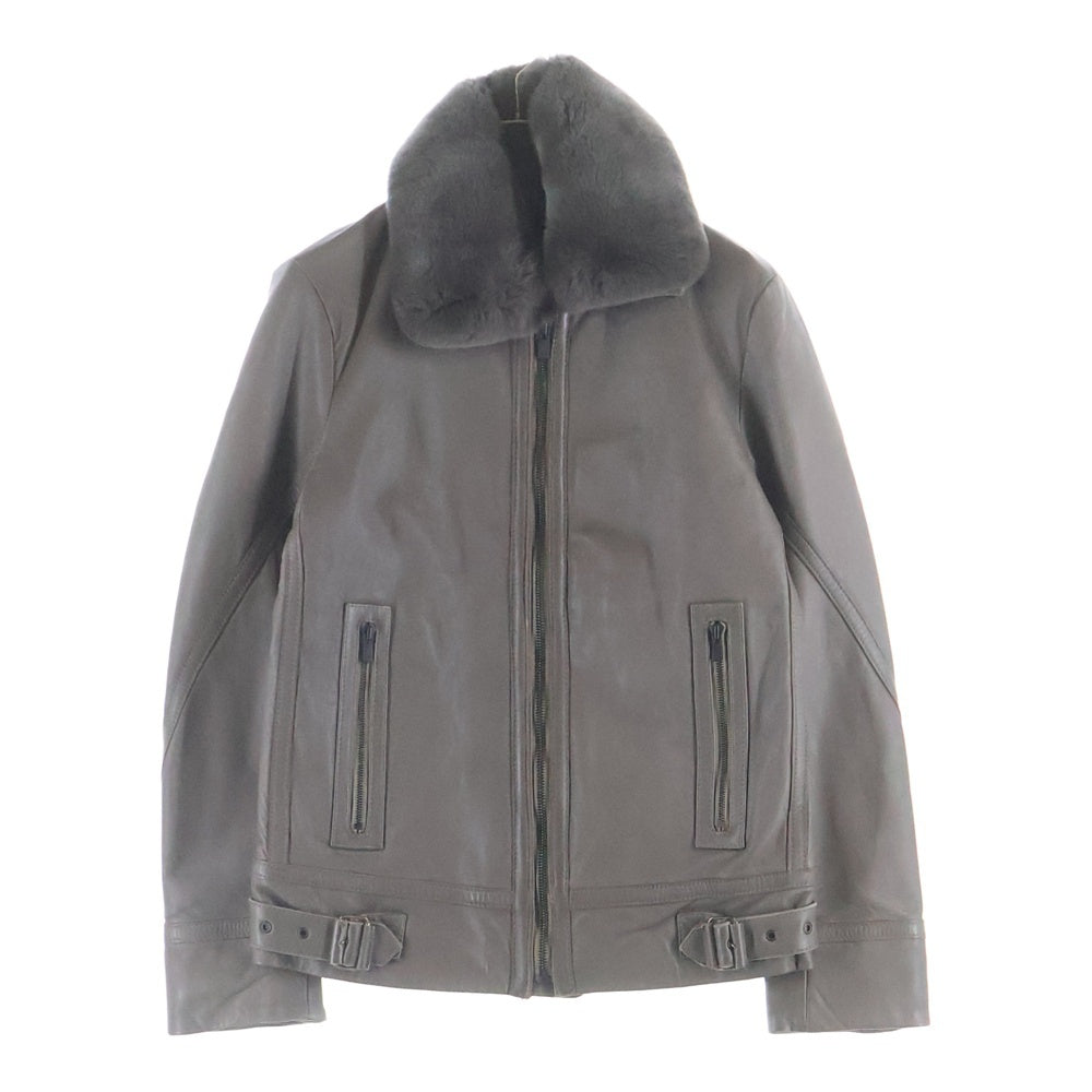 jun hashimoto(ジュンハシモト) NANO UNIVERSE 別注 THERMO LITE ラムレザー ラビットファー ジップアップ フライトレザージャケット グレー