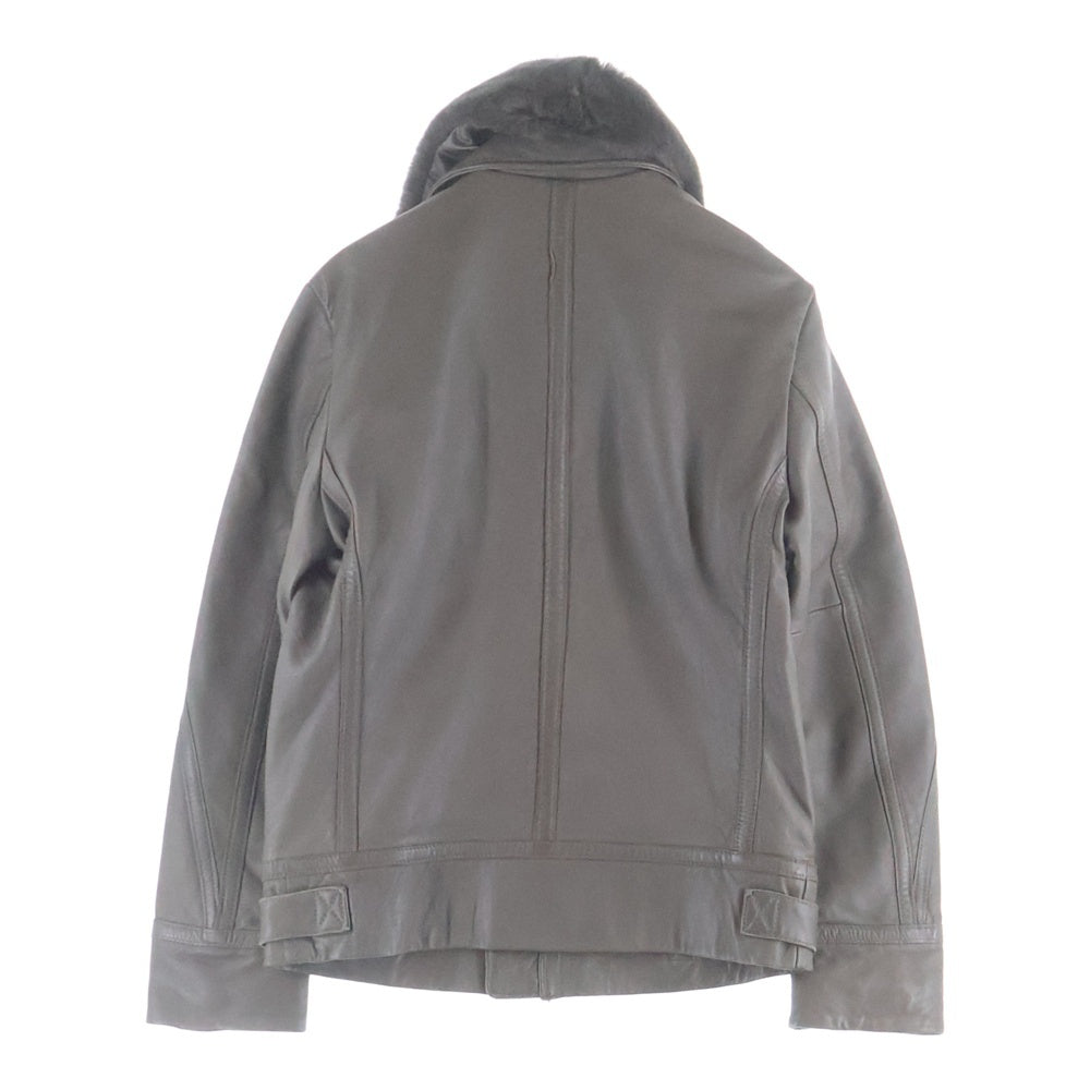 jun hashimoto(ジュンハシモト) NANO UNIVERSE 別注 THERMO LITE ラムレザー ラビットファー ジップアップ フライトレザージャケット グレー