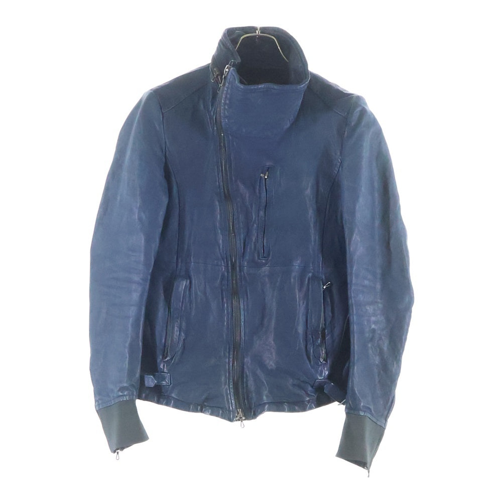 ATTACHMENT(アタッチメント) カーフレザー ジップアップレザージャケット ブルー