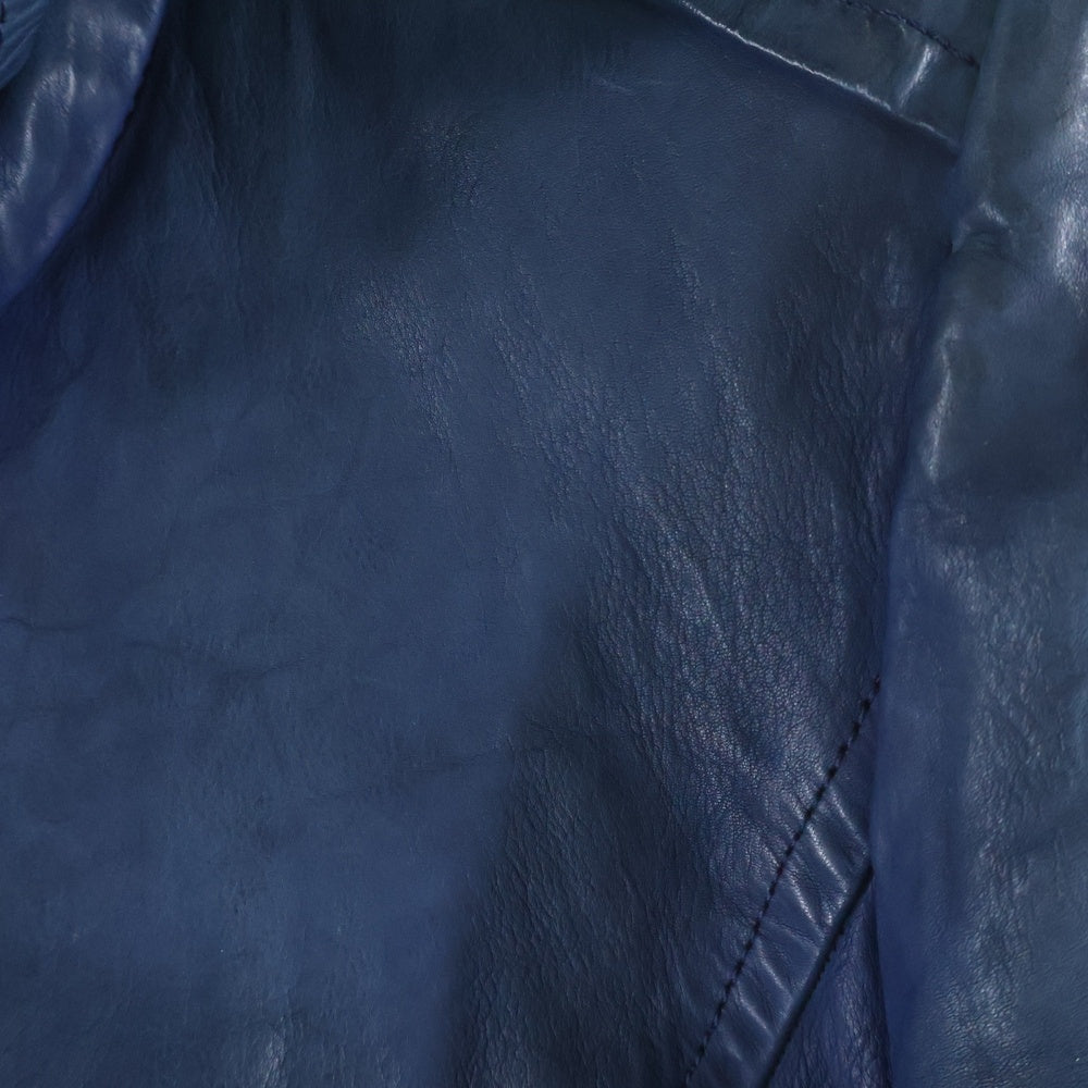 ATTACHMENT(アタッチメント) カーフレザー ジップアップレザージャケット ブルー