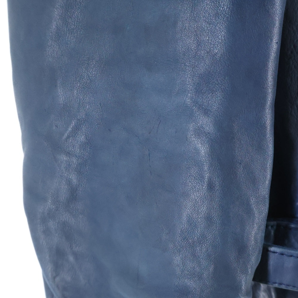 ATTACHMENT(アタッチメント) カーフレザー ジップアップレザージャケット ブルー