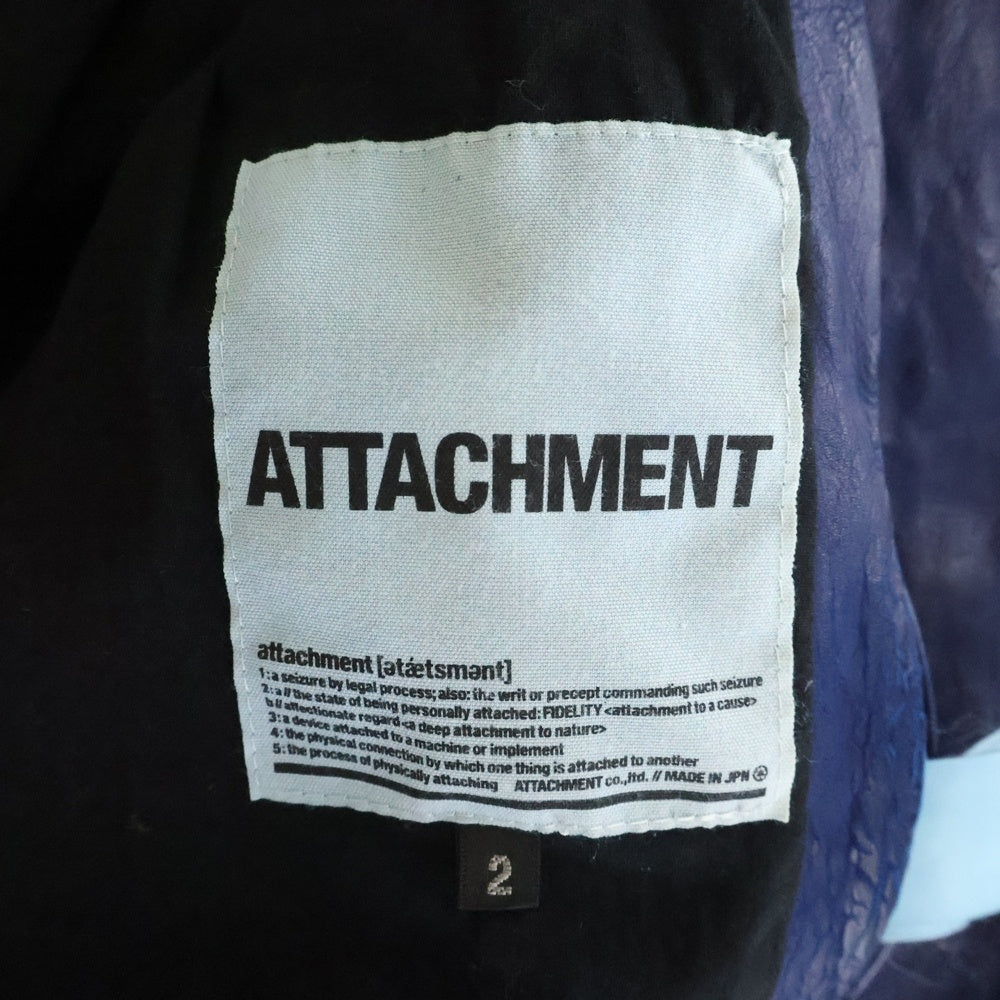 ATTACHMENT(アタッチメント) カーフレザー ジップアップレザージャケット ブルー