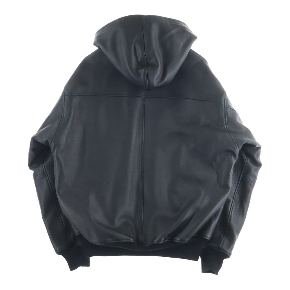 COMOLI(コモリ) カーフスキン ジップパーカ レザージャケット ブラック C03-01028