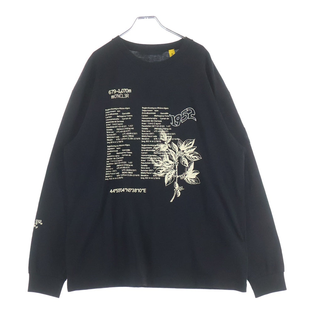 MONCLER GENIUS(モンクレール ジーニアス) 21SS ロゴパッチ付き フロントプリント 長袖Tシャツ ブラック G10928D70710