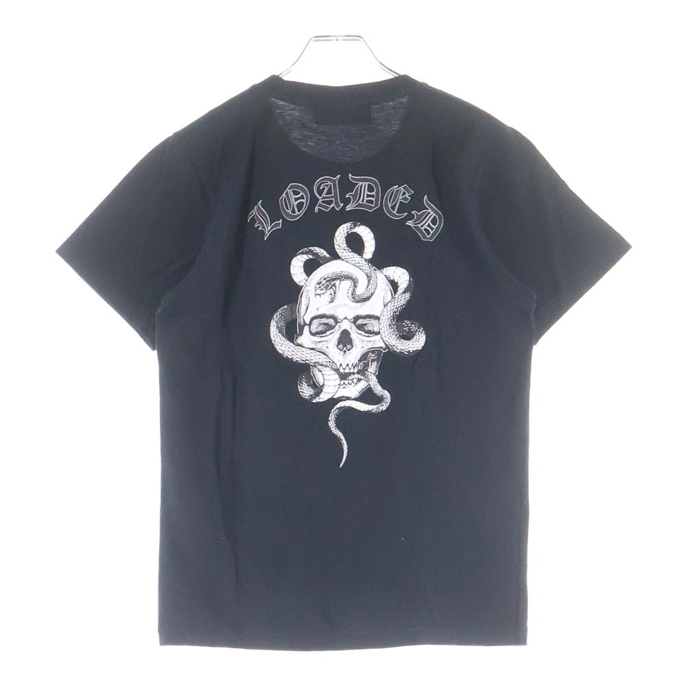 NO BRAND(ノーブランド) LOADED ローデッド バック スカル プリント 半袖Tシャツ カットソー ブラック