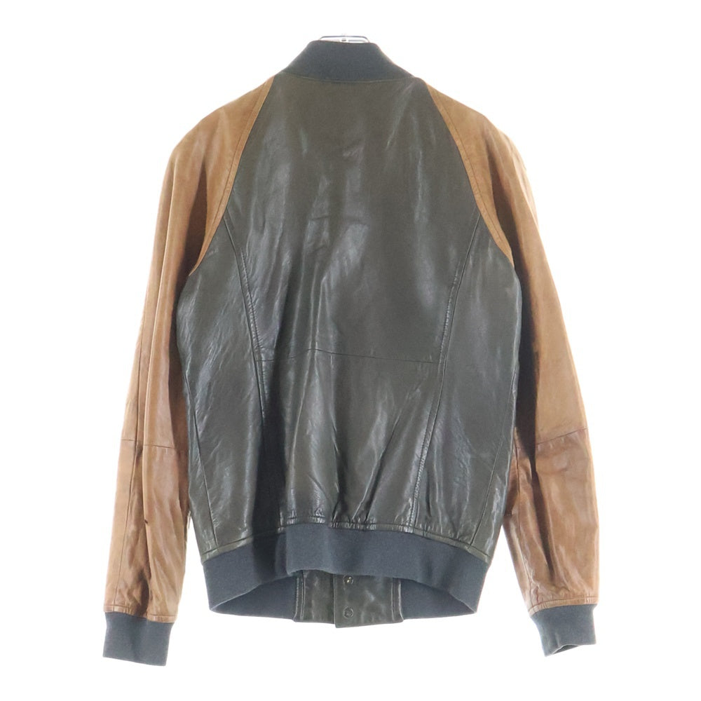 BANANA REPUBLIC(バナナリパブリック) Heritage Collection Snap Button Leather Jacket ヘリテージコレクション スナップボタンレザージャケット レザースタジアムジャケット ブラウン