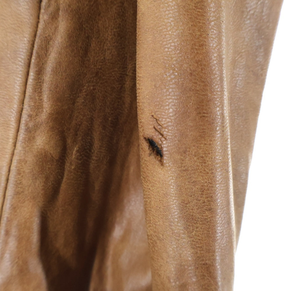 BANANA REPUBLIC(バナナリパブリック) Heritage Collection Snap Button Leather Jacket ヘリテージコレクション スナップボタンレザージャケット レザースタジアムジャケット ブラウン