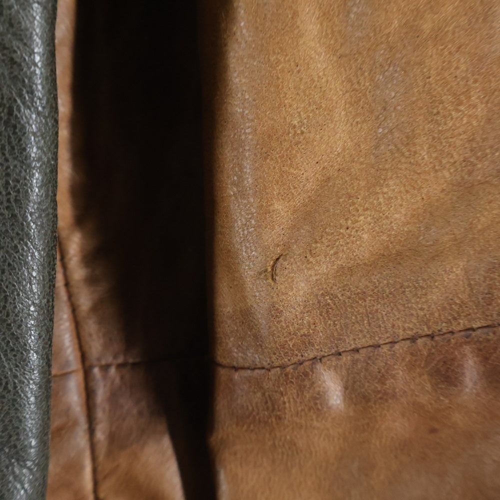 BANANA REPUBLIC(バナナリパブリック) Heritage Collection Snap Button Leather Jacket ヘリテージコレクション スナップボタンレザージャケット レザースタジアムジャケット ブラウン