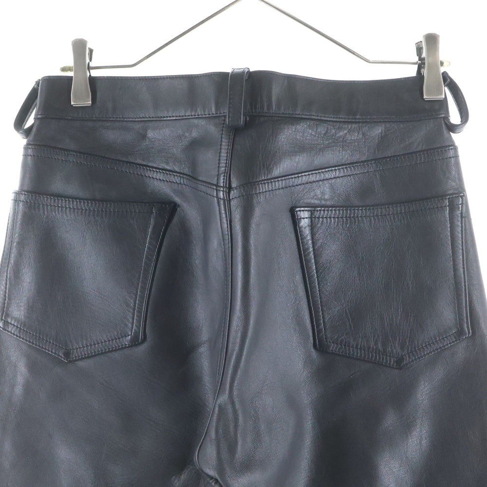 FULLCOUNT(フルカウント) 5 Pocket Zip fly Leather Pants 5ポケットジップフライレザーパンツ レザーストレートパンツ ブラック