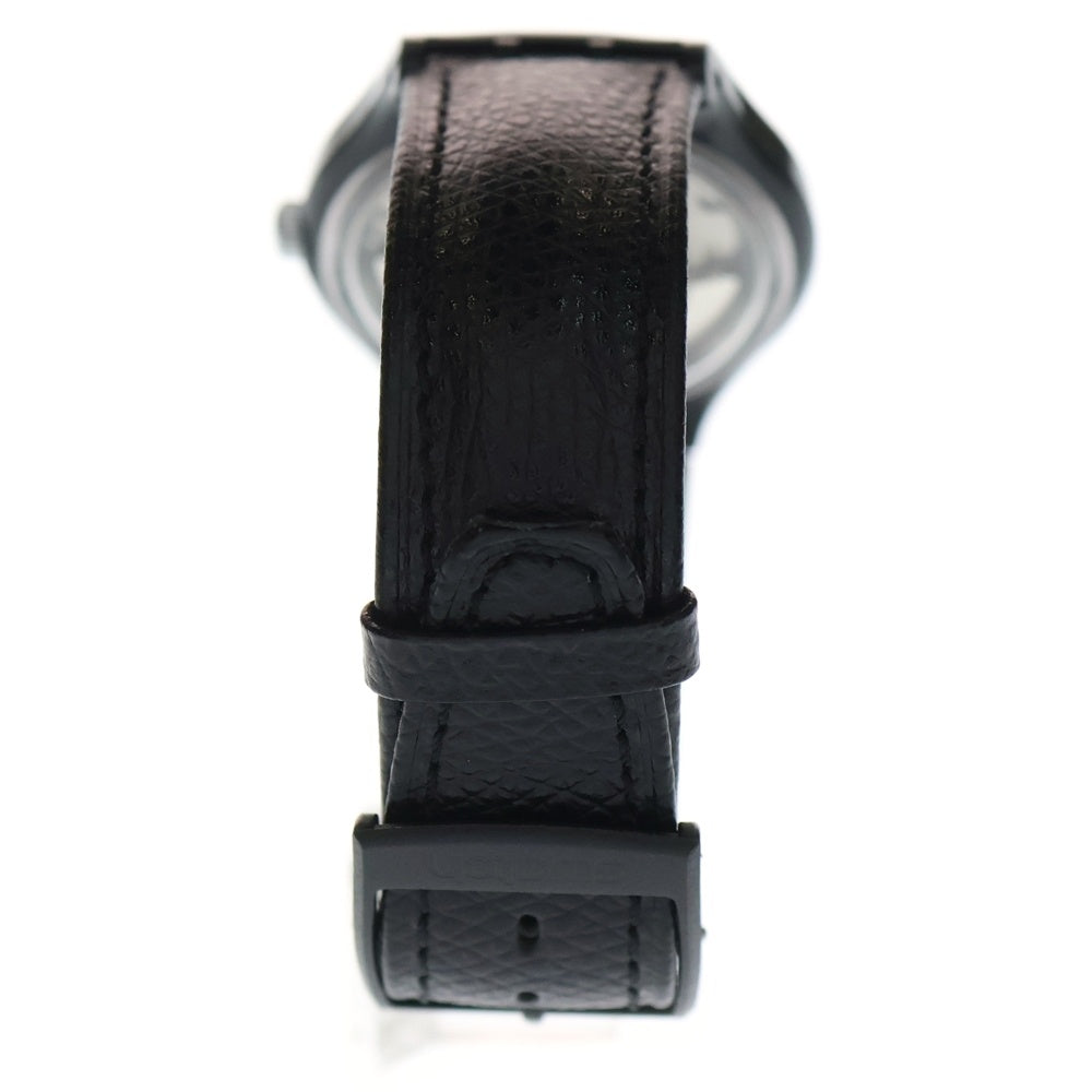 SWATCH(スウォッチ) Black Motion Automatic Watch ブラックモーションオートマチック レザーバンド自動巻き腕時計 ブラック