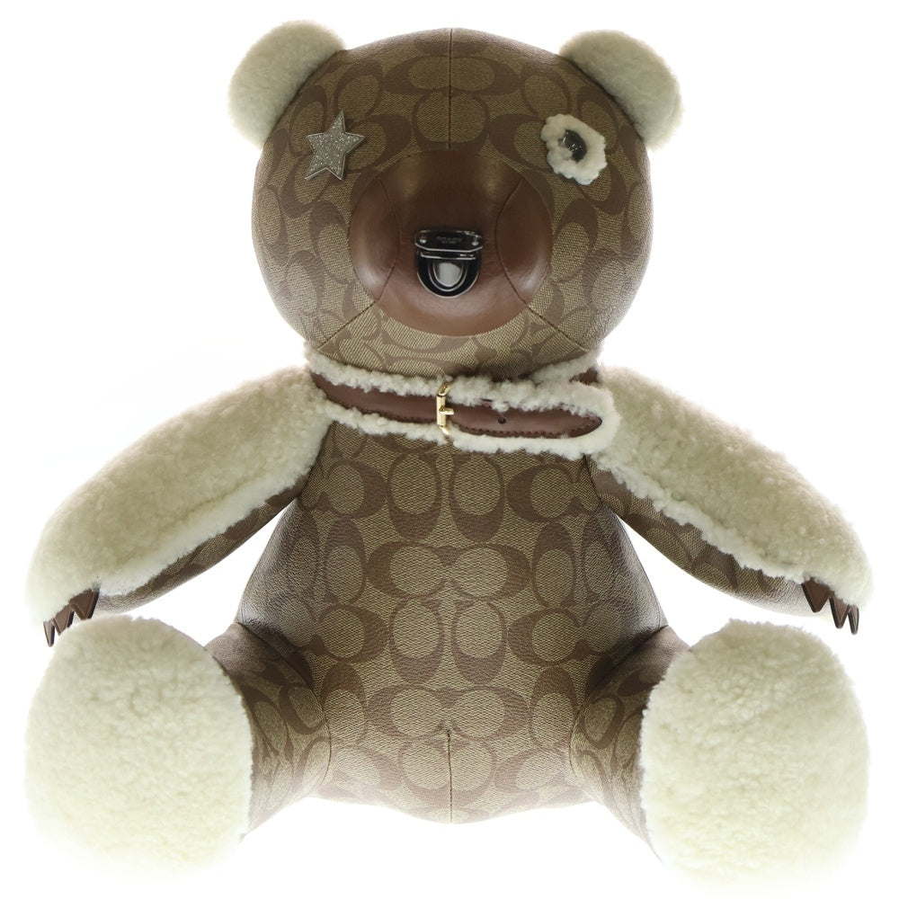COACH(コーチ) シグネチャー 総柄 テディベア ぬいぐるみ ブラウン