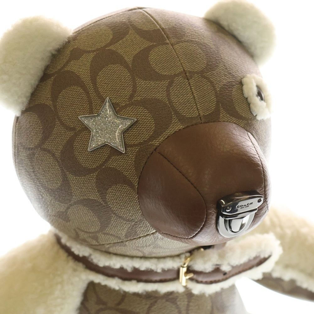 COACH(コーチ) シグネチャー 総柄 テディベア ぬいぐるみ ブラウン