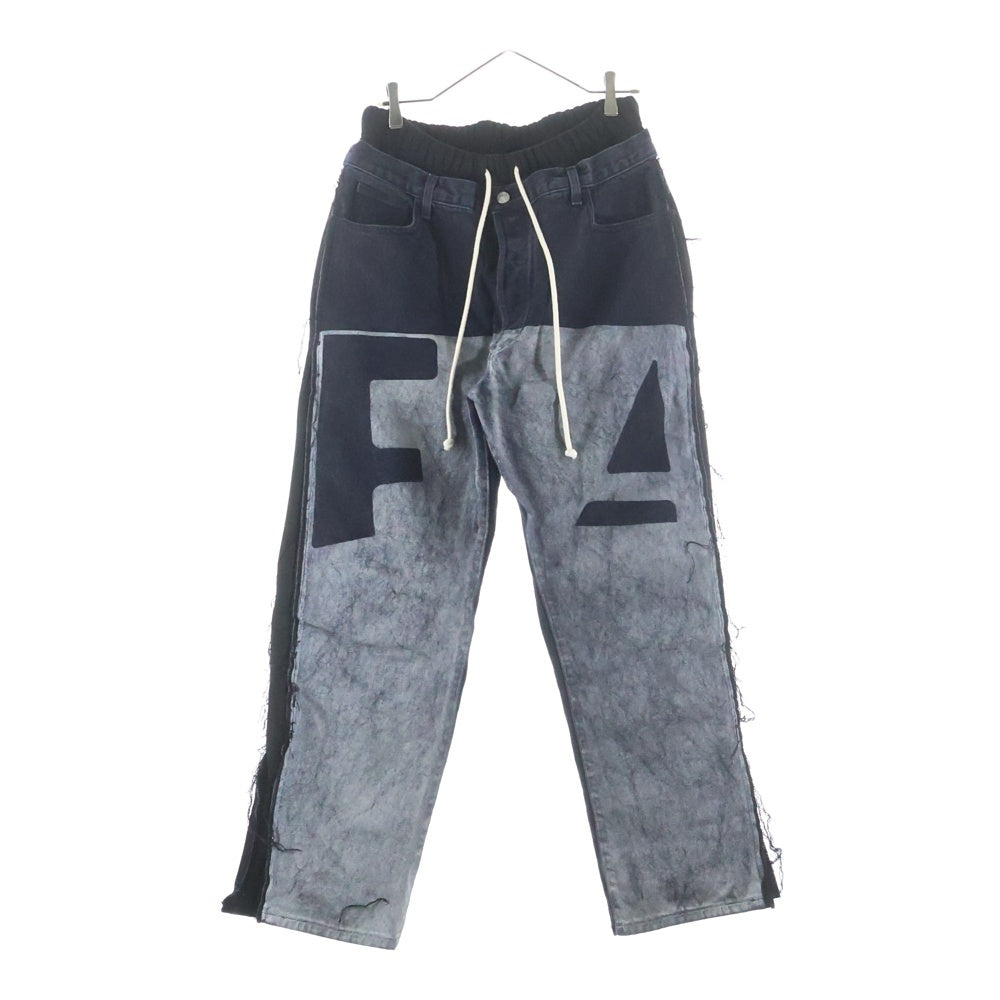 RIVINGTON roi Rebis(リヴィントンロイレビス ) Father Agency Fara-C jeans ダブルウエスト スウェット デニム レイヤードパンツ ブラック/グレー