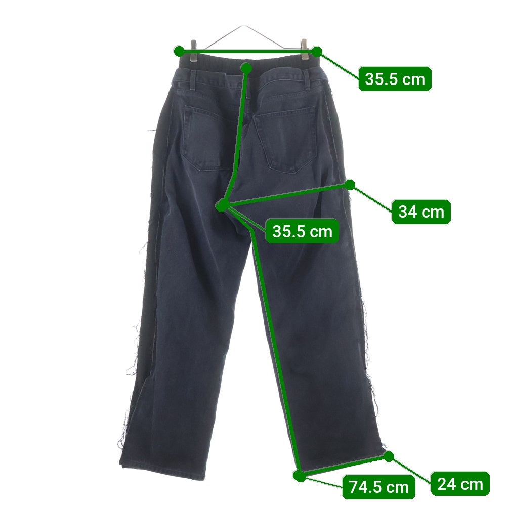 RIVINGTON roi Rebis(リヴィントンロイレビス ) Father Agency Fara-C jeans ダブルウエスト スウェット デニム レイヤードパンツ ブラック/グレー