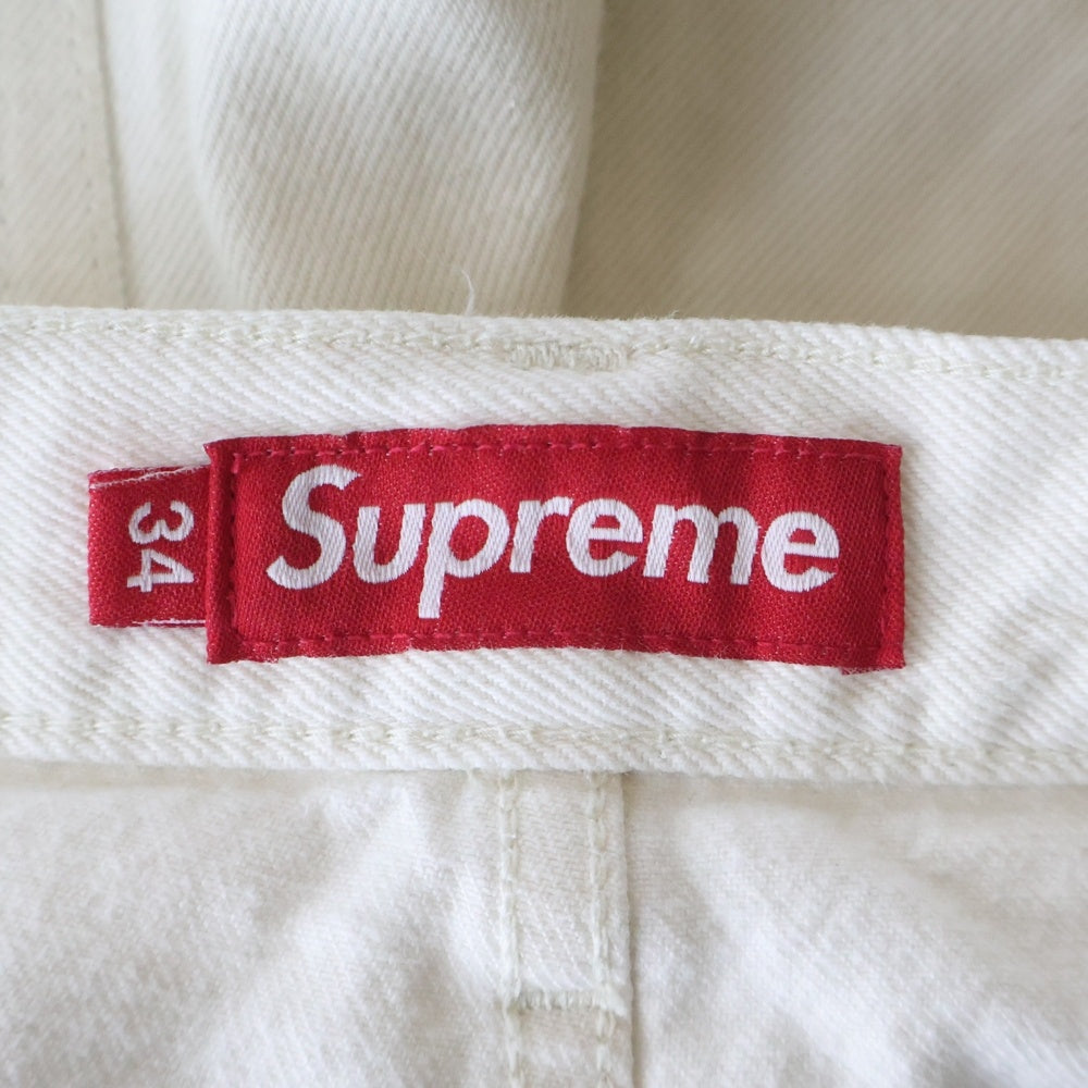 SUPREME(シュプリーム) 24SS Baggy Denim Short バギーデニムショート ロゴ刺繍デニムハーフパンツ ホワイト