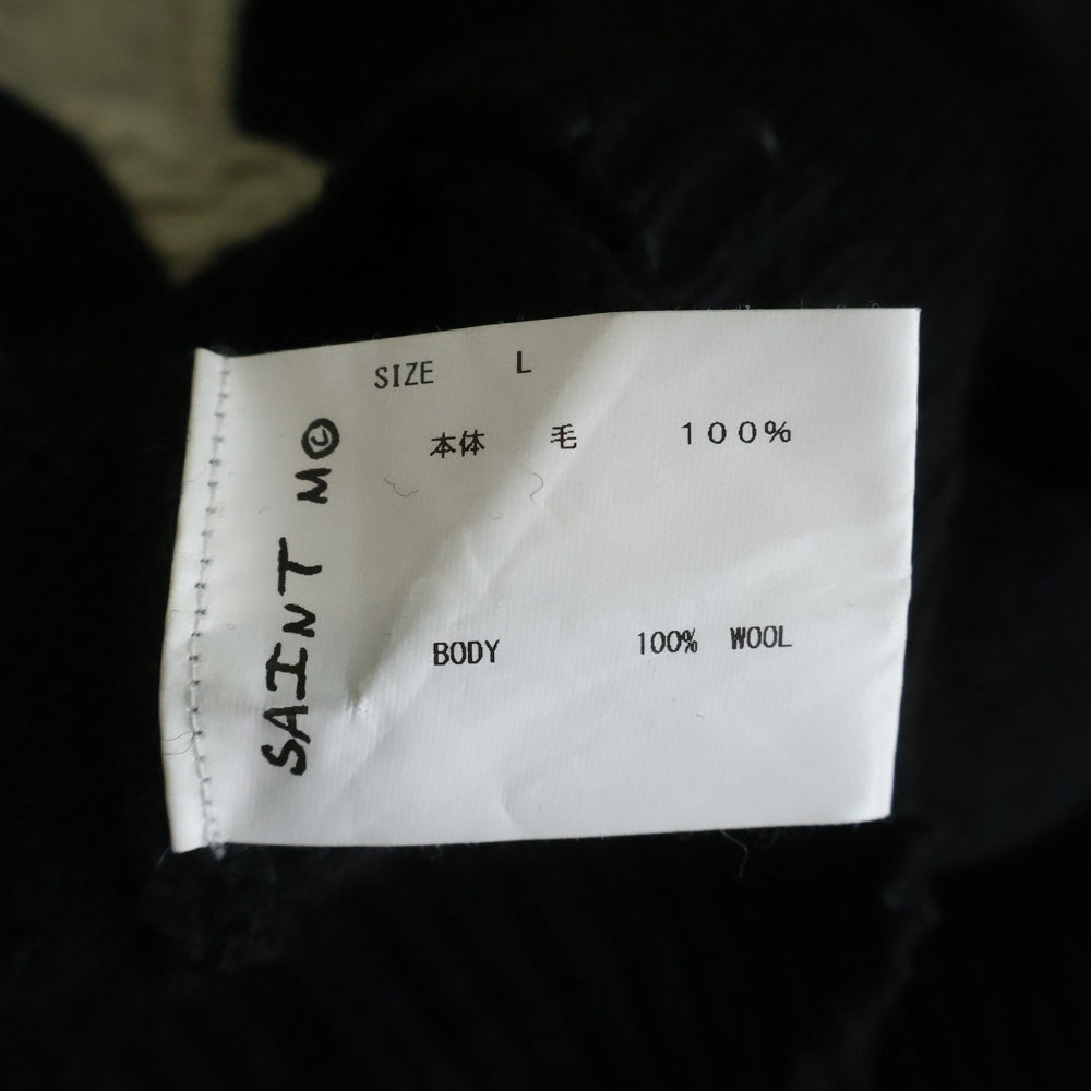 SAINT MICHAEL(セントマイケル) 22AW CLF MEN KNIT フロントデザイン ニットセーター ダメージ加工 デストロイ加工 SM-A22-0000-033 ブラック