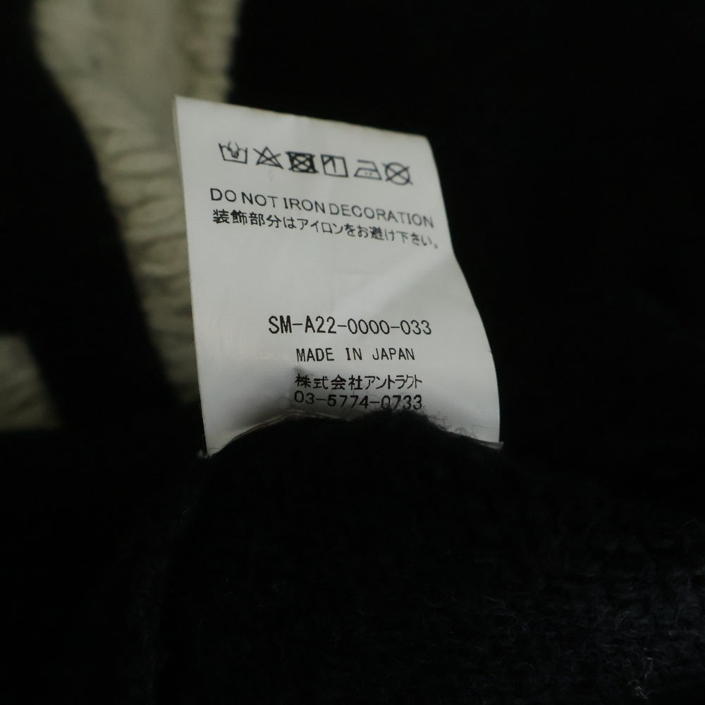 SAINT MICHAEL(セントマイケル) 22AW CLF MEN KNIT フロントデザイン ニットセーター ダメージ加工 デストロイ加工 SM-A22-0000-033 ブラック