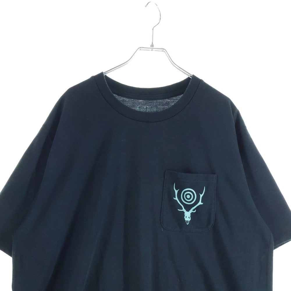 SOUTH2 WEST8(サウス2ウエスト8) フロントポケット プリント 半袖Tシャツ カットソー ブラック 0T615