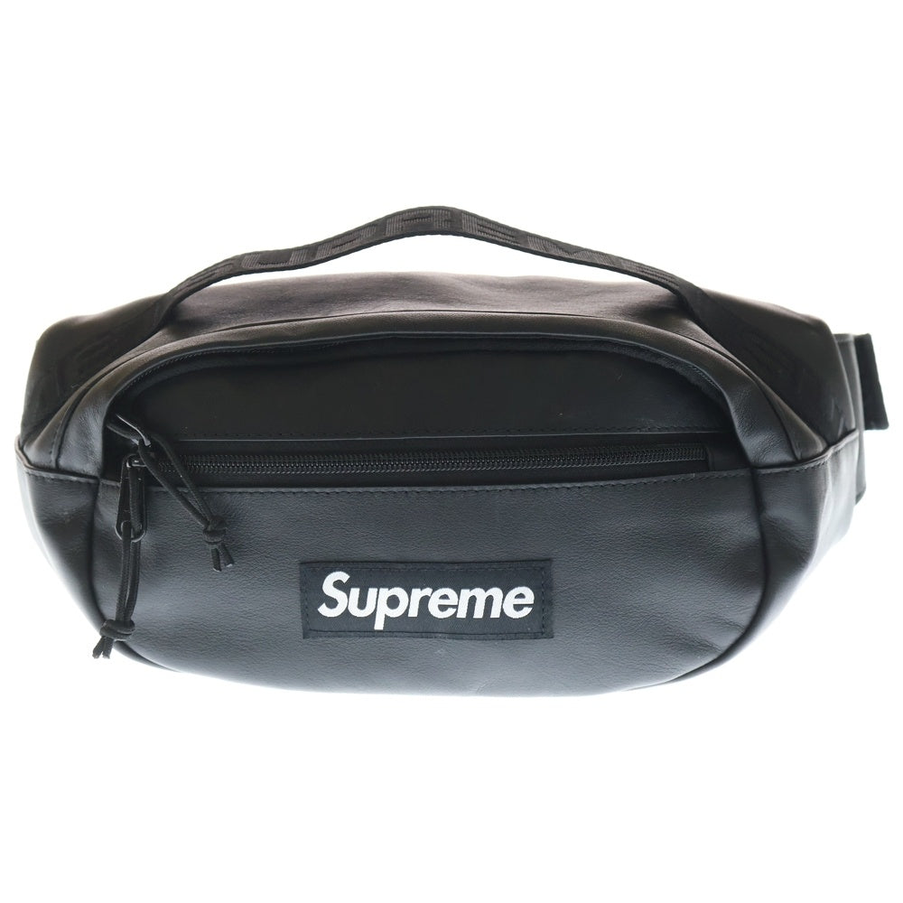 SUPREME(シュプリーム) 24AW Leather Waist Bag レザーウエストバッグ ボックスロゴレザーボディバッグ ブラック