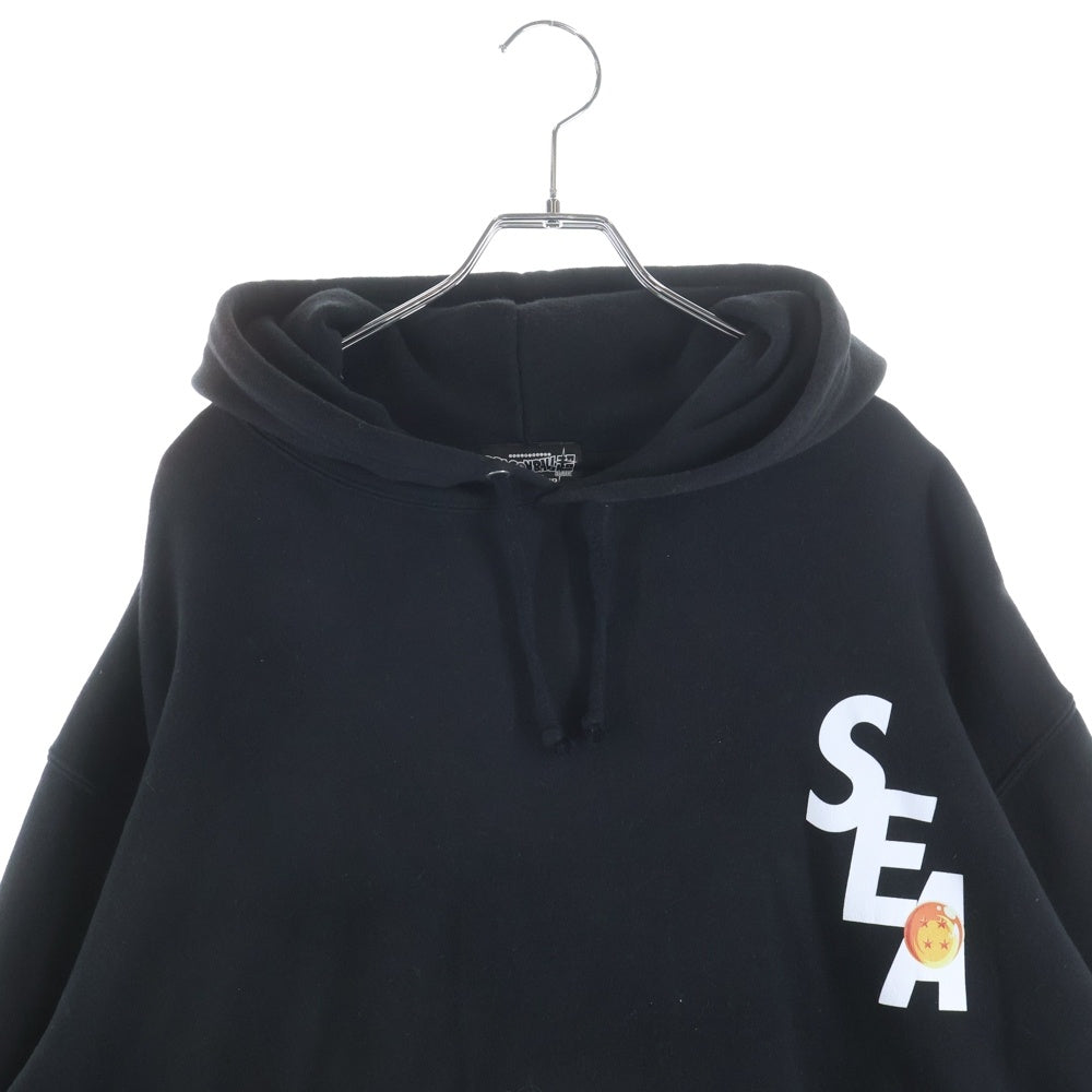 WIND AND SEA(ウィンダンシー) DRAGON BALL PRINT HOODIE ドラゴンボール ロゴプリント プルオーバースウェットパーカー ブラック WDS-C-DB-23-Q1-09