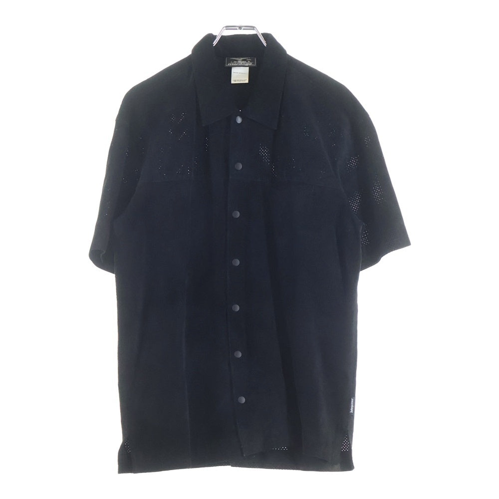 montage(モンタージュ) Suede Short Sleeve Shirts スエードショートスリーブシャツ スナップボタン半袖シャツ ブラック