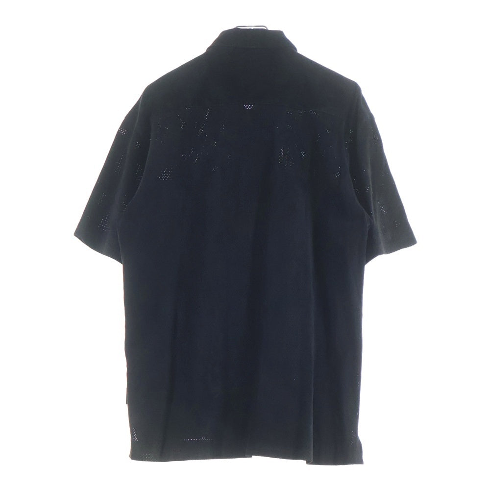 montage(モンタージュ) Suede Short Sleeve Shirts スエードショートスリーブシャツ スナップボタン半袖シャツ ブラック