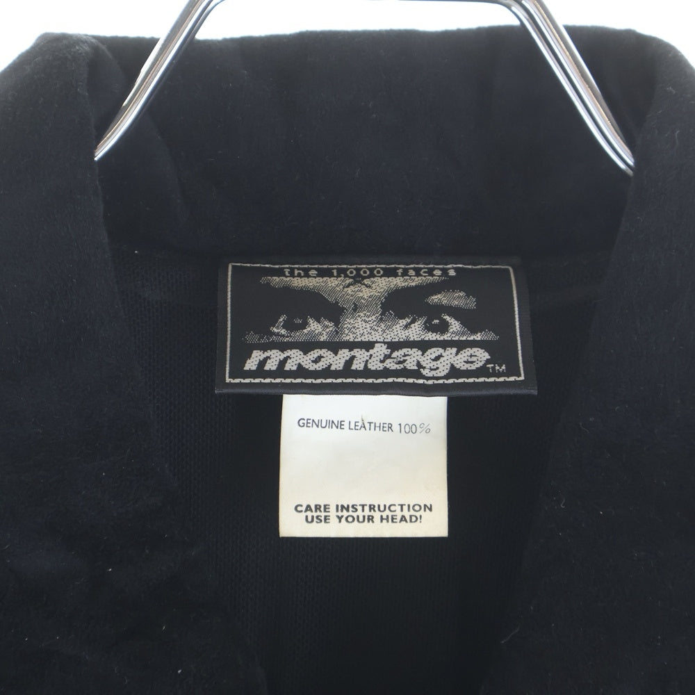 montage(モンタージュ) Suede Short Sleeve Shirts スエードショートスリーブシャツ スナップボタン半袖シャツ ブラック