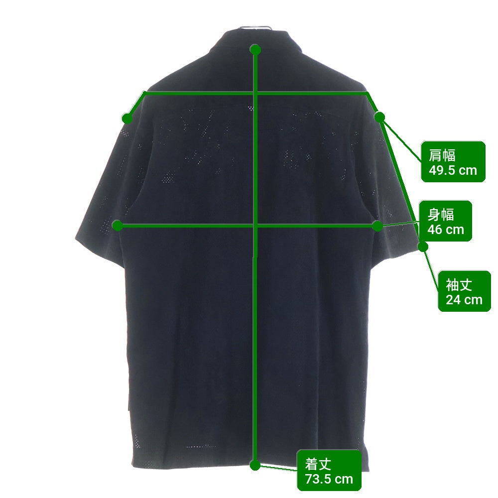 montage(モンタージュ) Suede Short Sleeve Shirts スエードショートスリーブシャツ スナップボタン半袖シャツ ブラック