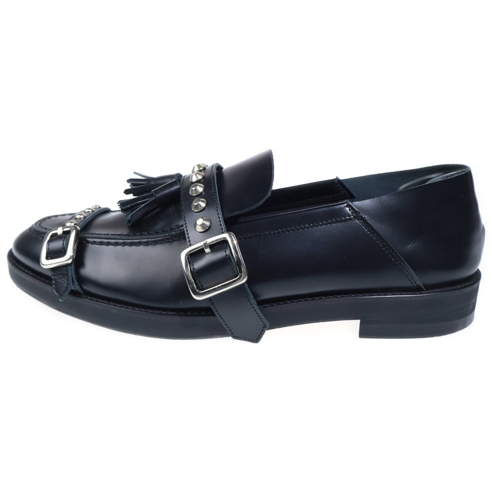 FACETASM(ファセッタズム) スタッズ フリンジ レザー ローファー シューズ ブラック