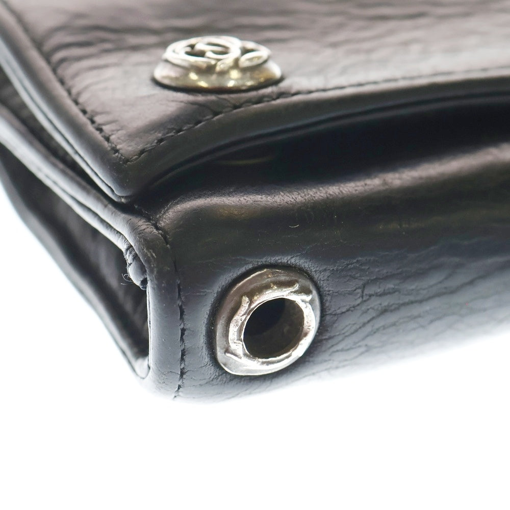 CHROME HEARTS(クロムハーツ) 3FOLD 3フォールド フローラルボタン レザーウォレット 財布 ブラック