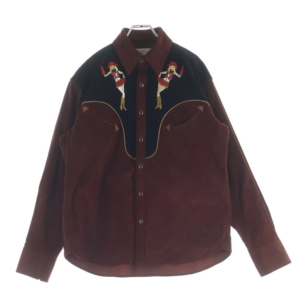 kolor(カラー) 24AW Western Shirt ロゴ刺繍ウエスタンシャツ 24WCM-B03117 ブラウン